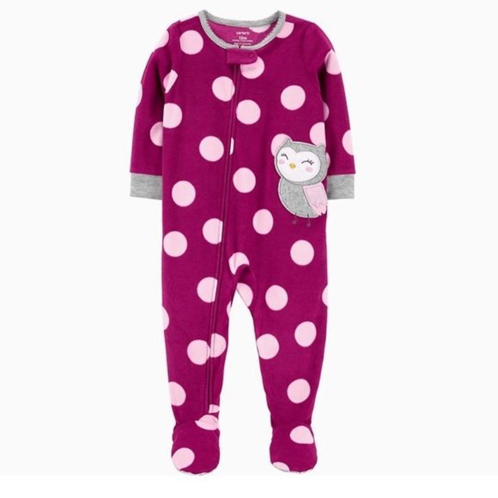 🆕 Carter's Sleeper Footie Pajamas Baby Toddler Pink Owl White Polka Dots NWT